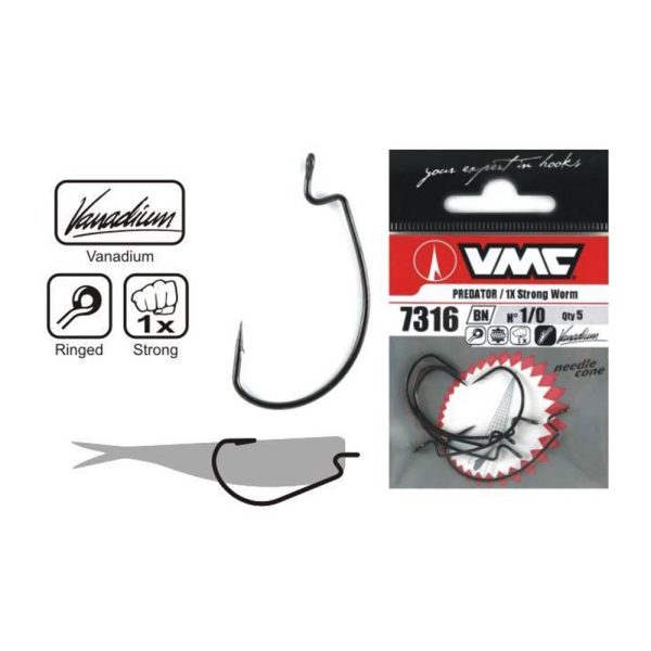 VMC Texan 3x Strong Wide Gap Worm Hook 7316 BN - 10pcs & 5pcs - Image 2